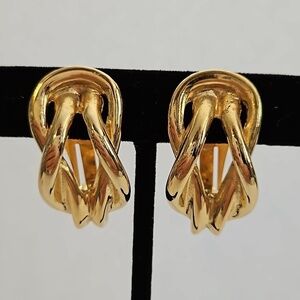 PAOLO GUCCI Gold Tone Twisted Clip-on Earrings